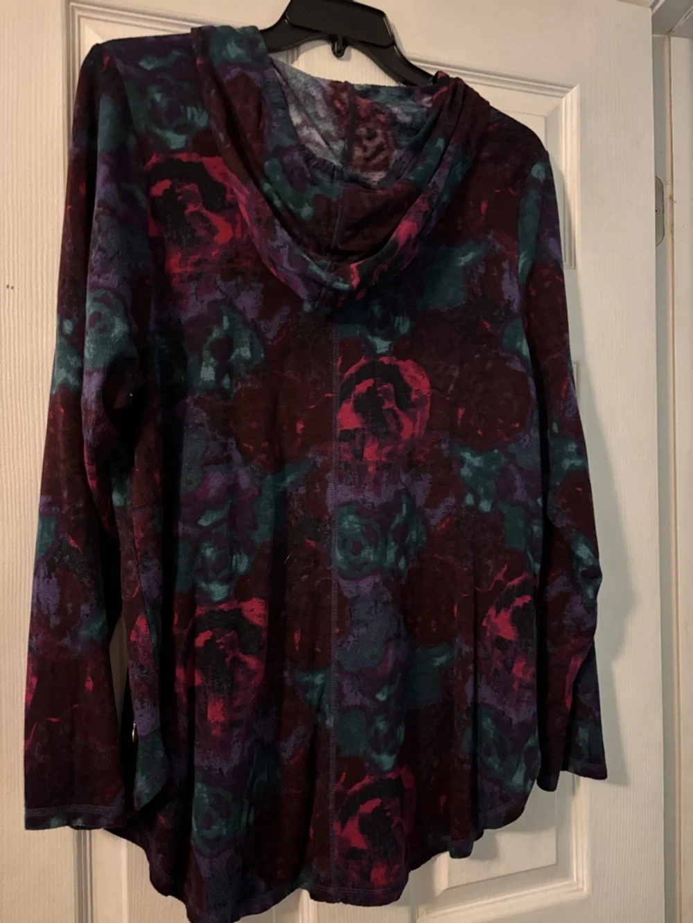 Livi Active Women's Hooded Tie-Dye Pullover - Teal, Purple & Maroon - Picture 2 of 2